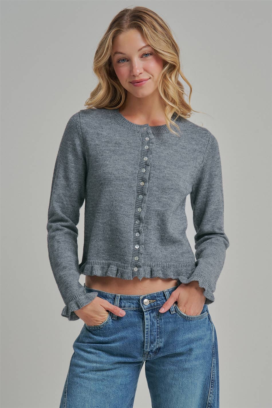 2162 Cardigan with Ruffle Detail