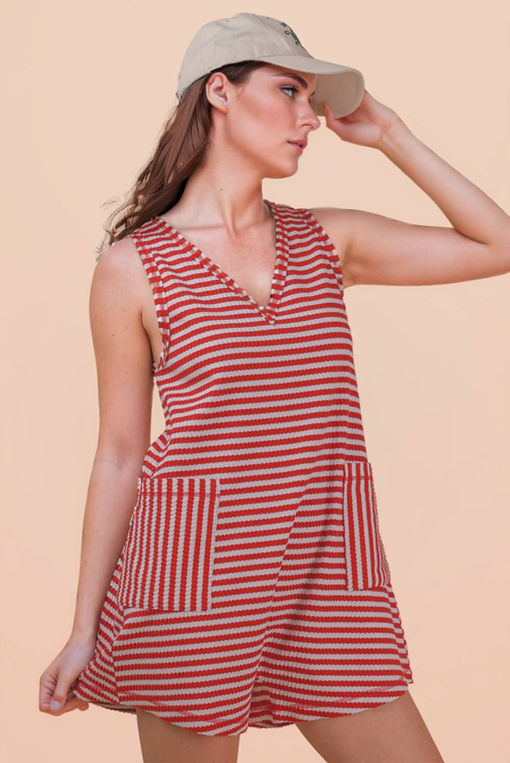 2071 Striped Casual Romper