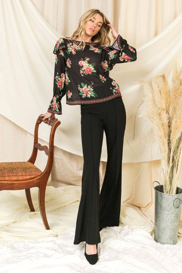 2163 Floral Long Sleeve Blouse