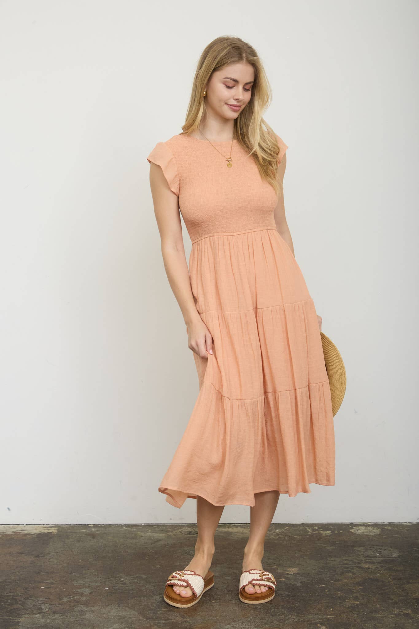 2049 Tiered Smocked Midi Dress