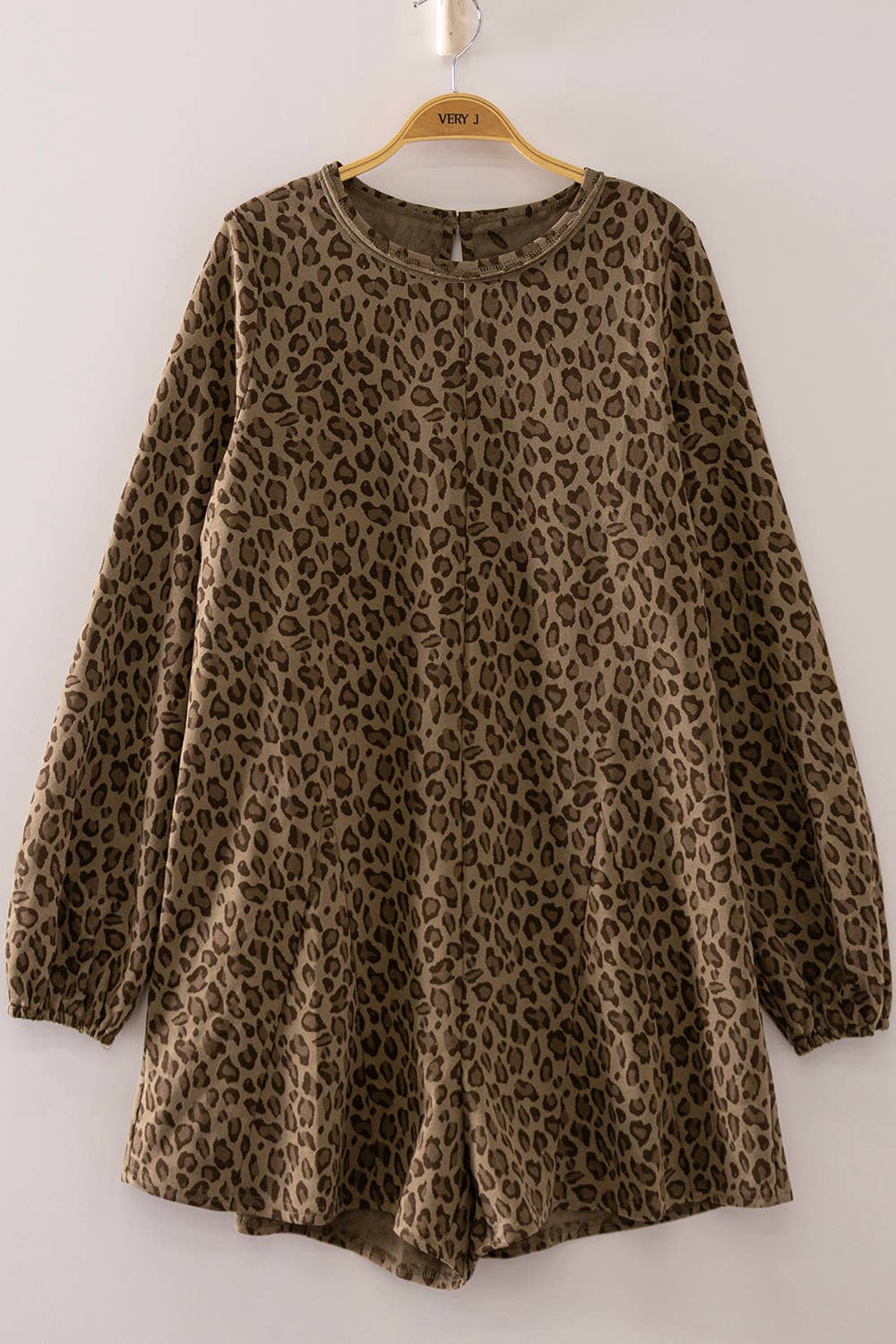 2133 Leopard Print Long Sleeve Romper