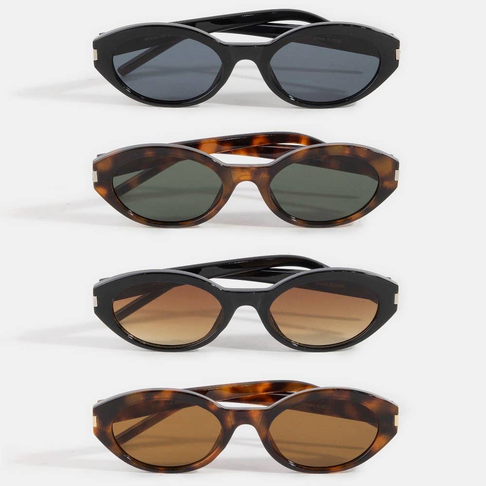 2023 Metallic Accent Oval Tortoise Sunglasses Set