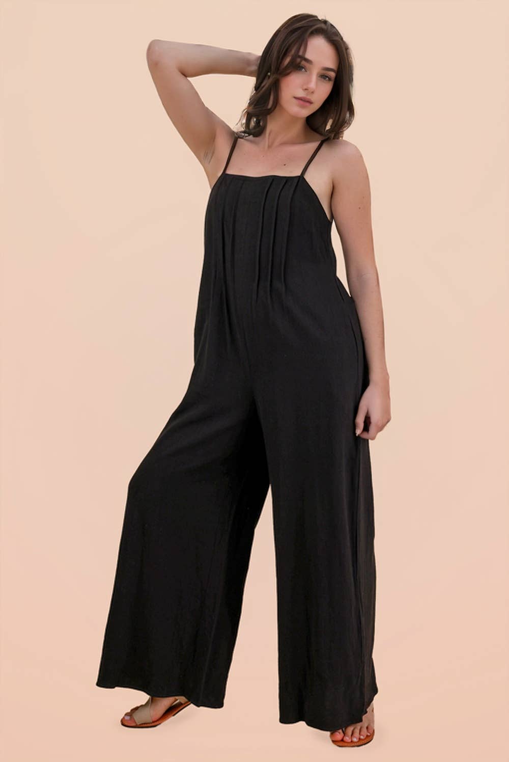 2067 Pleated Sleeveless Jumpsuit