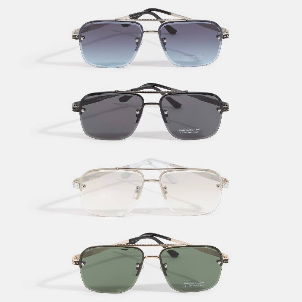 2027 Rimless Square Aviator Sunglasses
