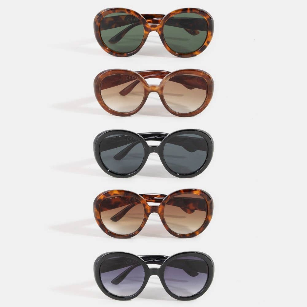 2025 Round Lens Tortoise Frame Sunglasses Set