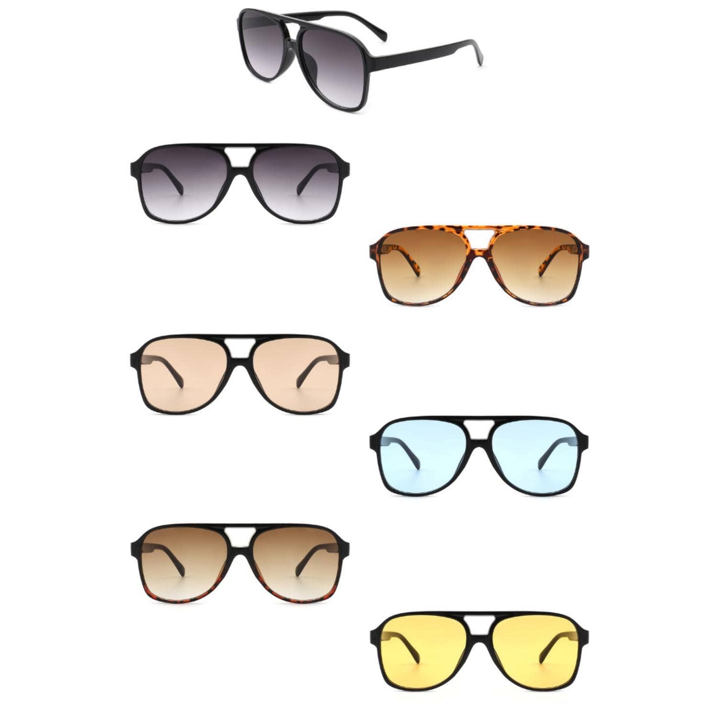 2015 Oversized Aviator Shield Brow-Bar Pilot Fashion Sunglasses