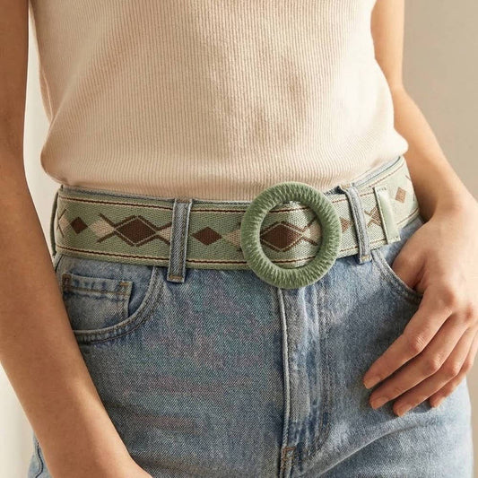 2019 Round Braided Buckle Boho Belt