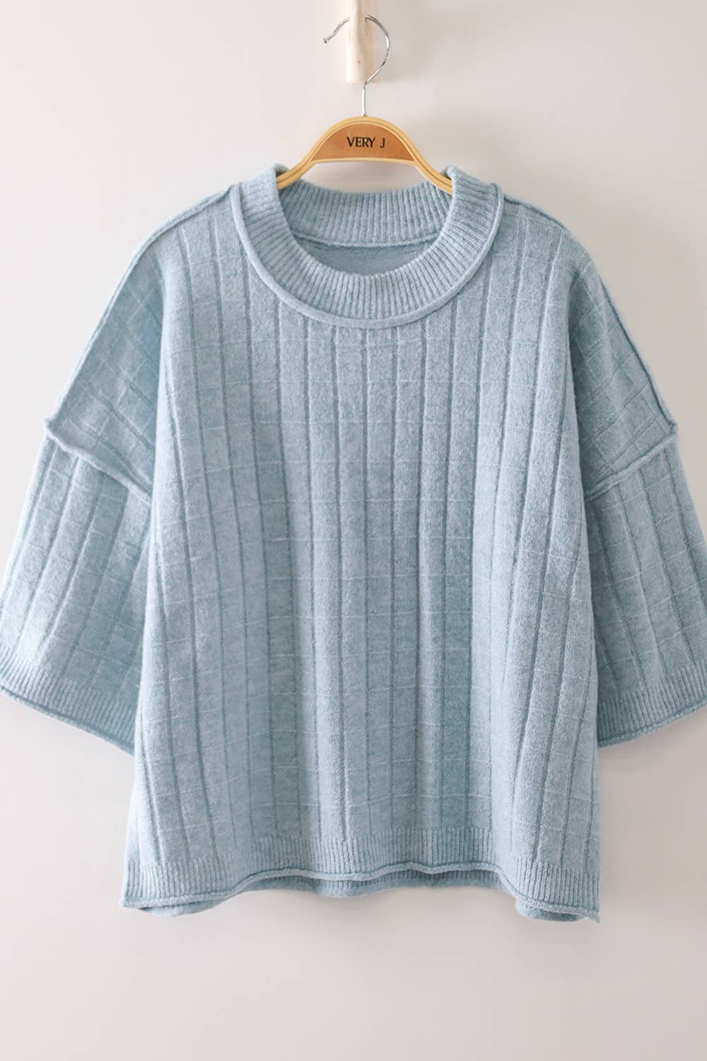 2131 Cropped Length Ribbed Knit Sweater
