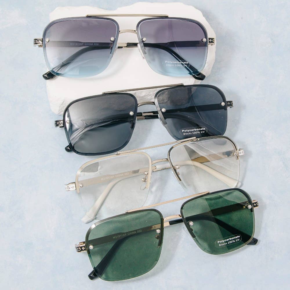 2027 Rimless Square Aviator Sunglasses