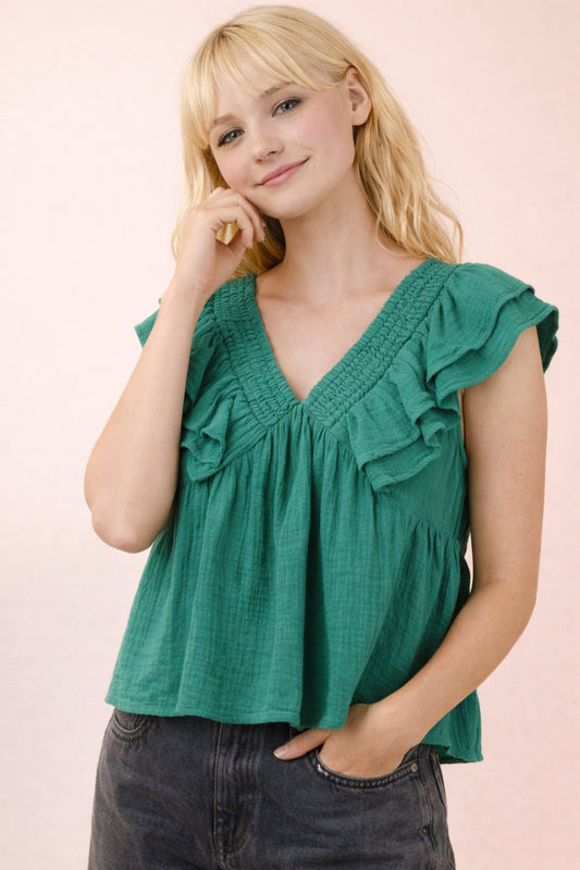 2073 Ruffle Sleeve Top