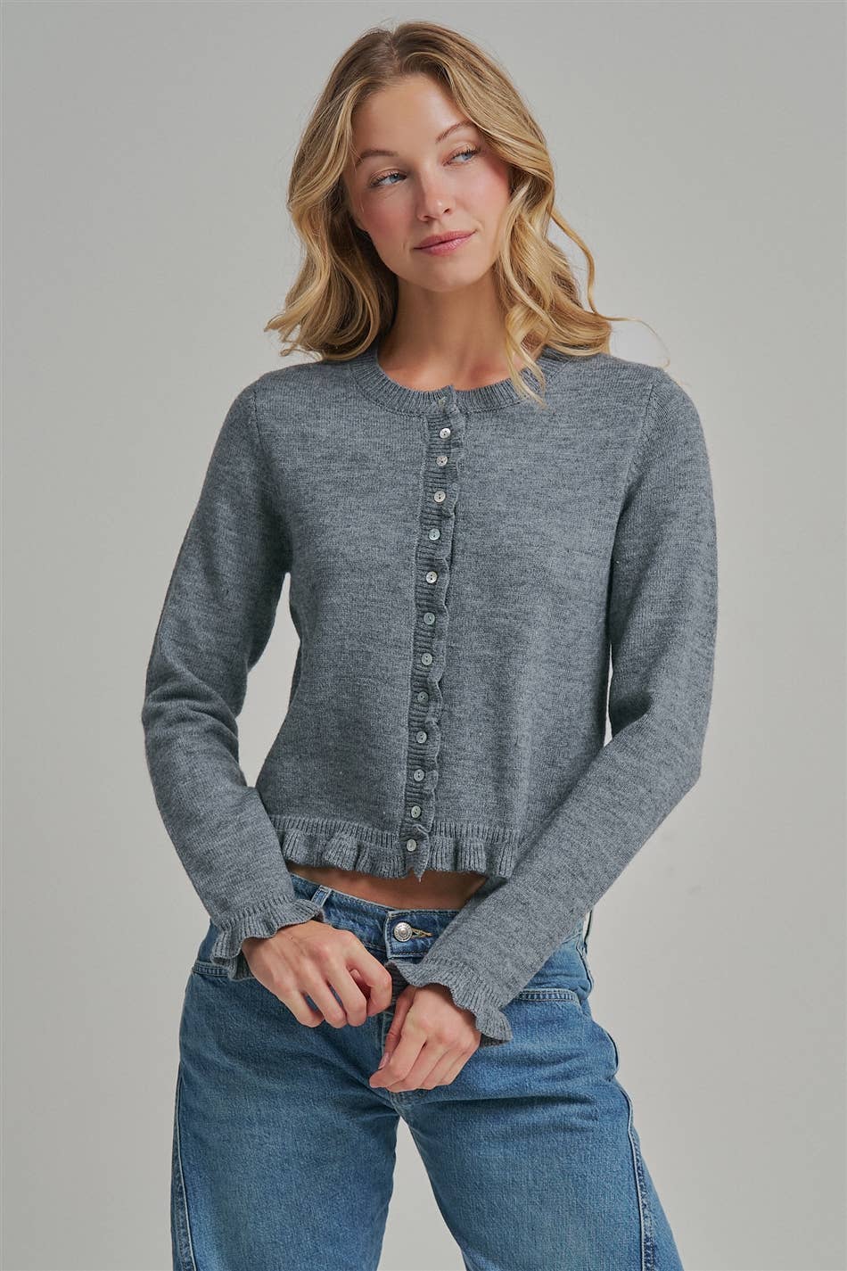 2162 Cardigan with Ruffle Detail