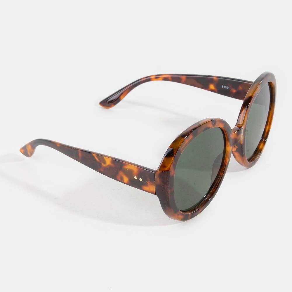 2025 Round Lens Tortoise Frame Sunglasses Set