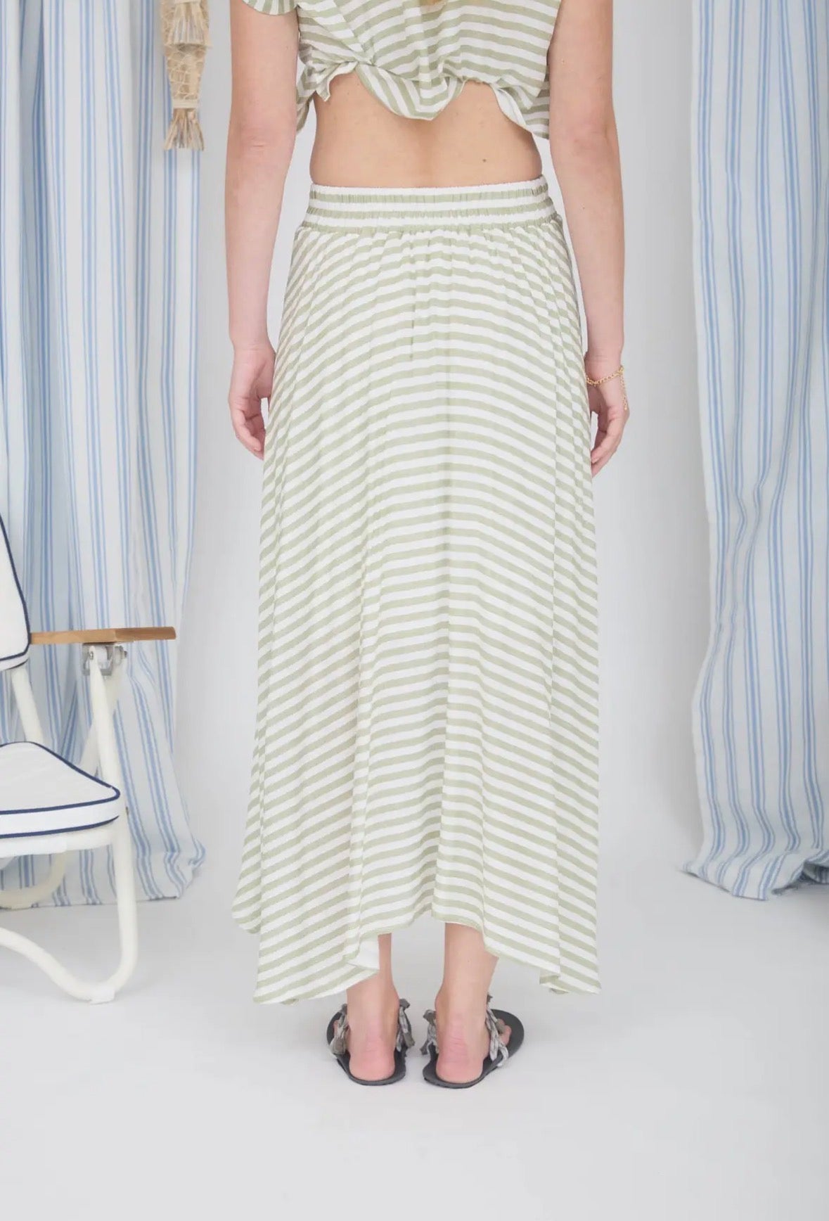 1941 Striped Matching Skirt Set