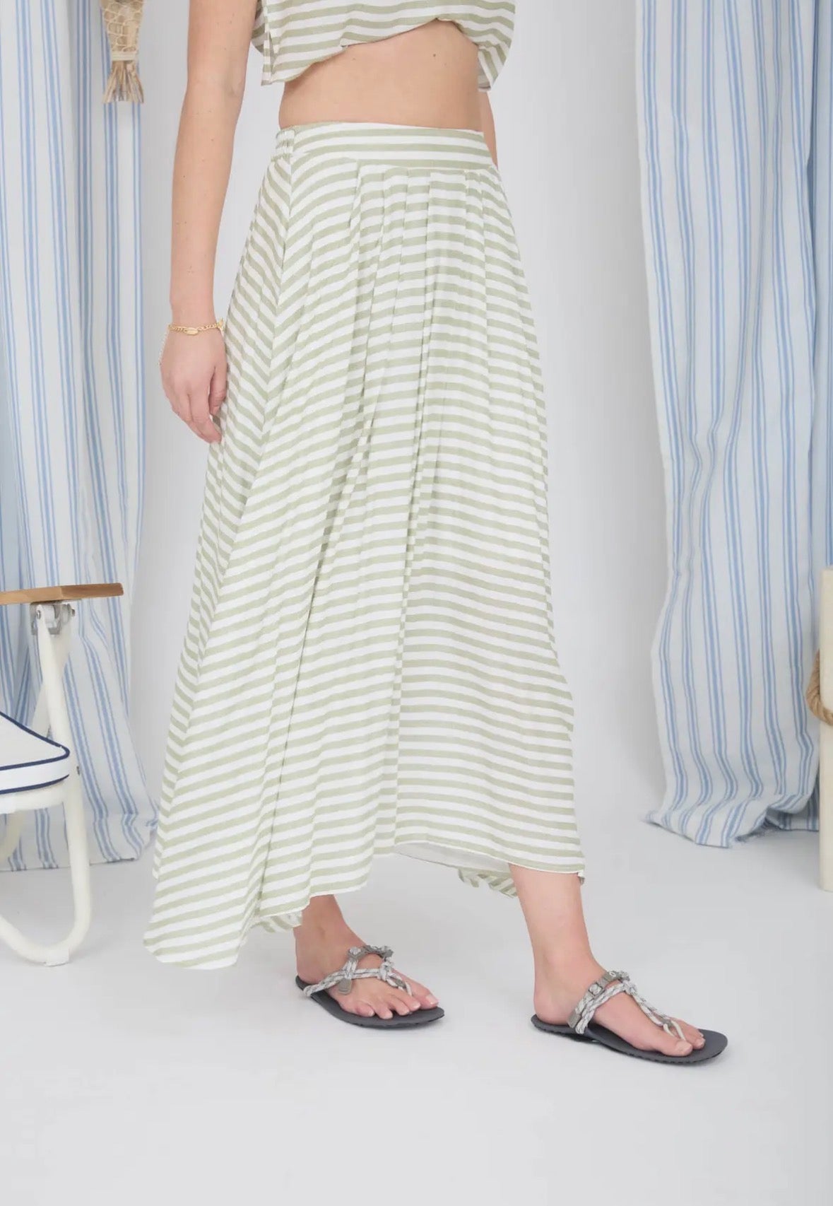 1941 Striped Matching Skirt Set