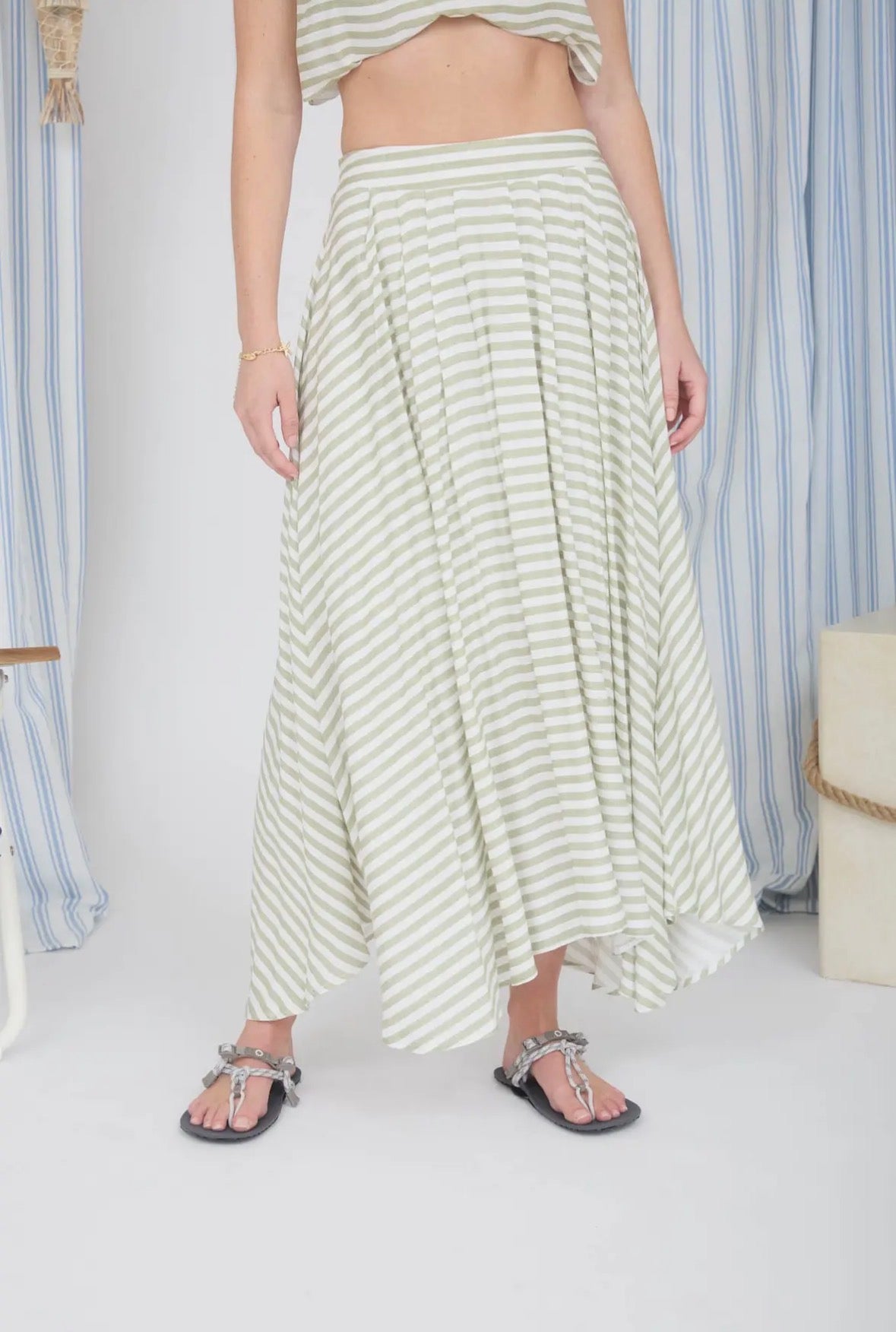 1941 Striped Matching Skirt Set