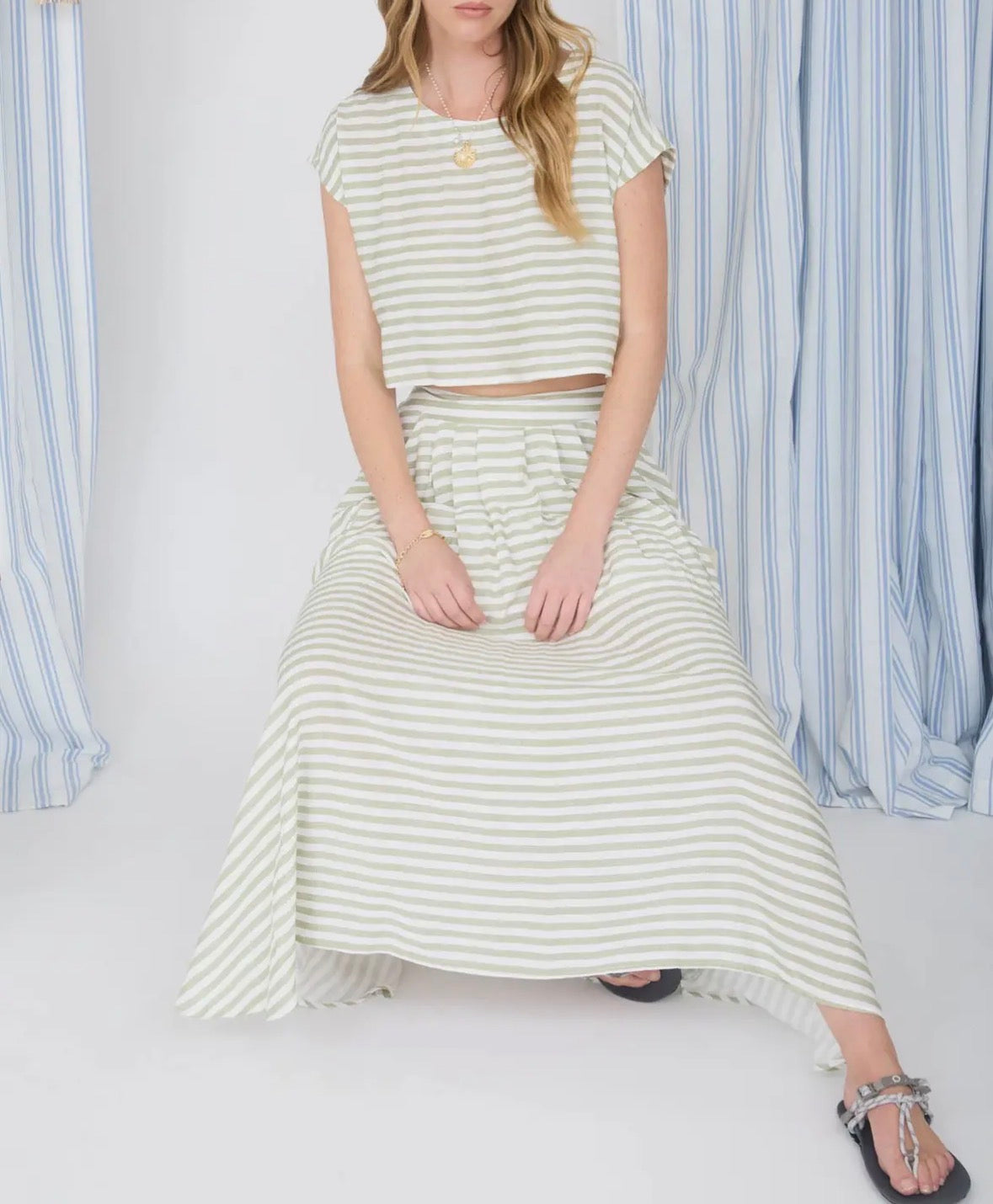 1941 Striped Matching Skirt Set