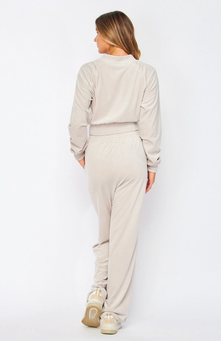 1227 Velour Zip Up Mock Neck Pant Set