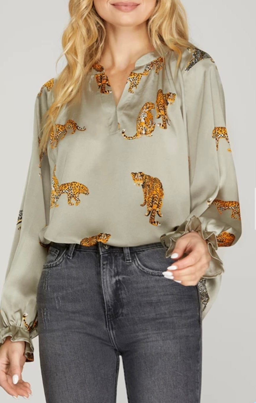 1146 Long Sleeve Satin Top