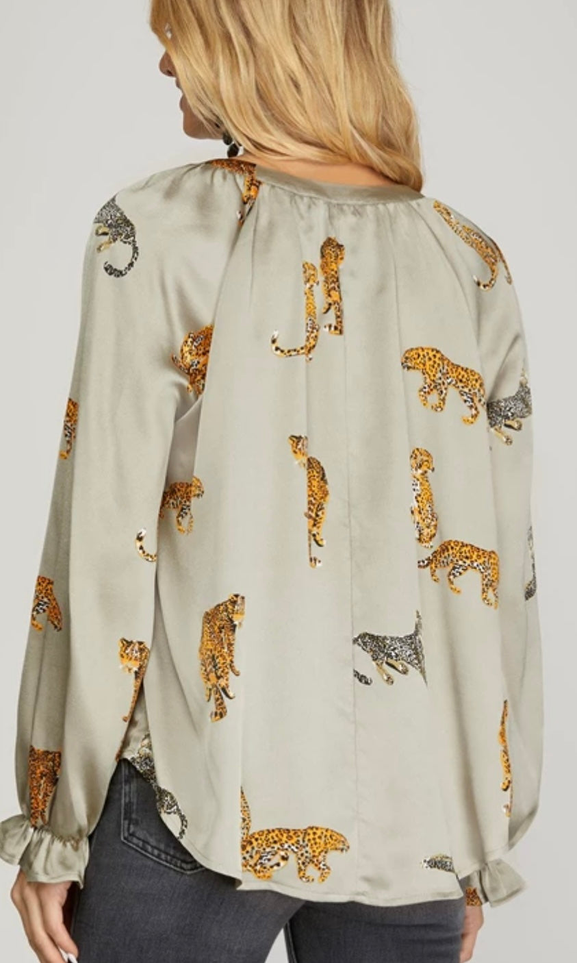 1146 Long Sleeve Satin Top