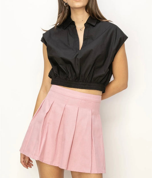 1342 Half Placket Crop Top
