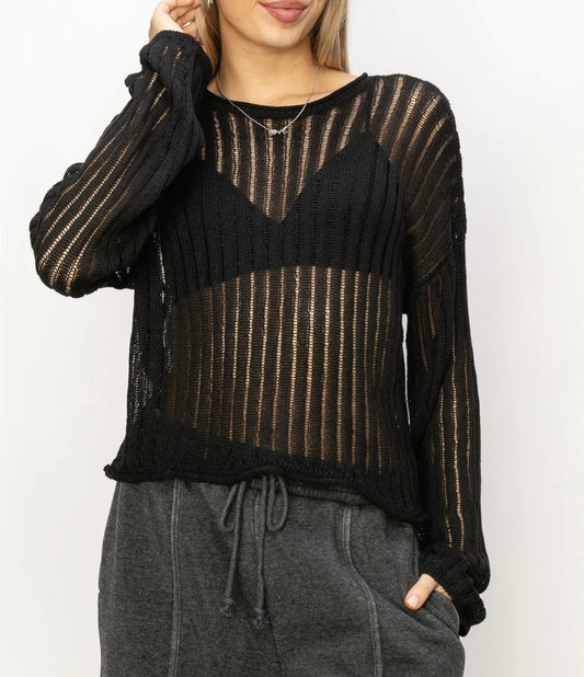 1339 Open Knit L/S Sweater