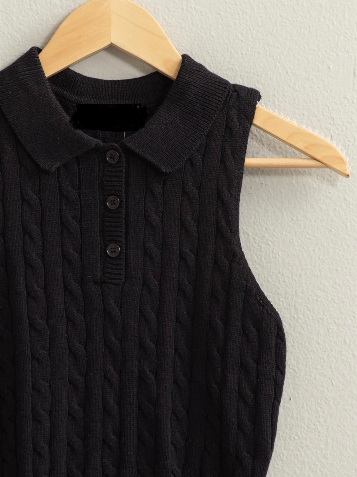1337 Button Front Cropped Sweater Vest (3 colors)