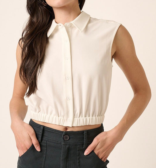 1365 Crop Elastic Sleeveless Shirt