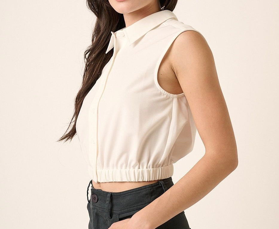 1365 Crop Elastic Sleeveless Shirt