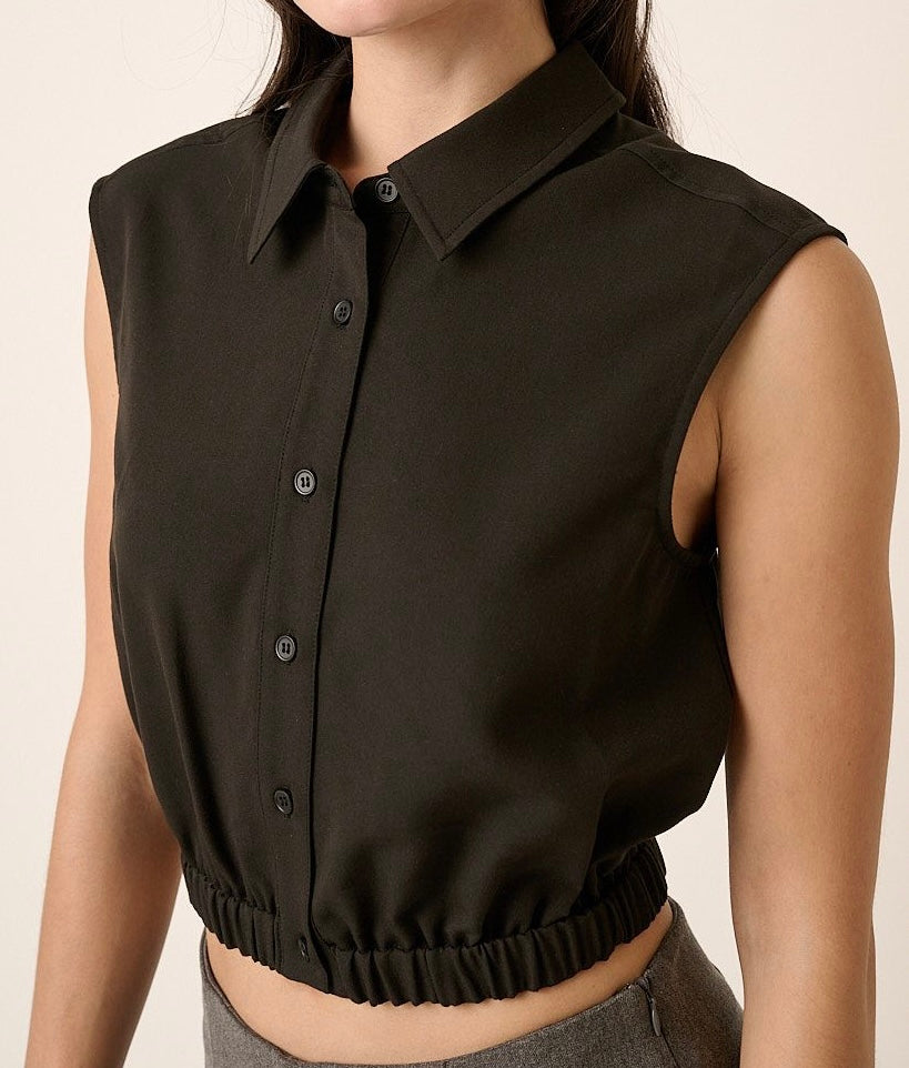 1365 Crop Elastic Sleeveless Shirt