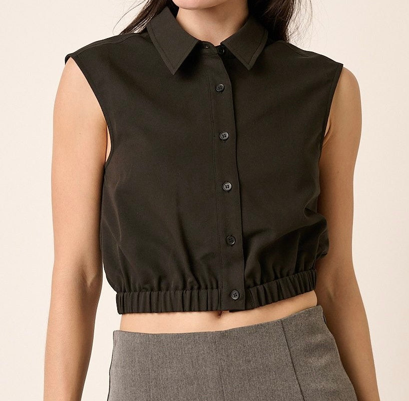 1365 Crop Elastic Sleeveless Shirt