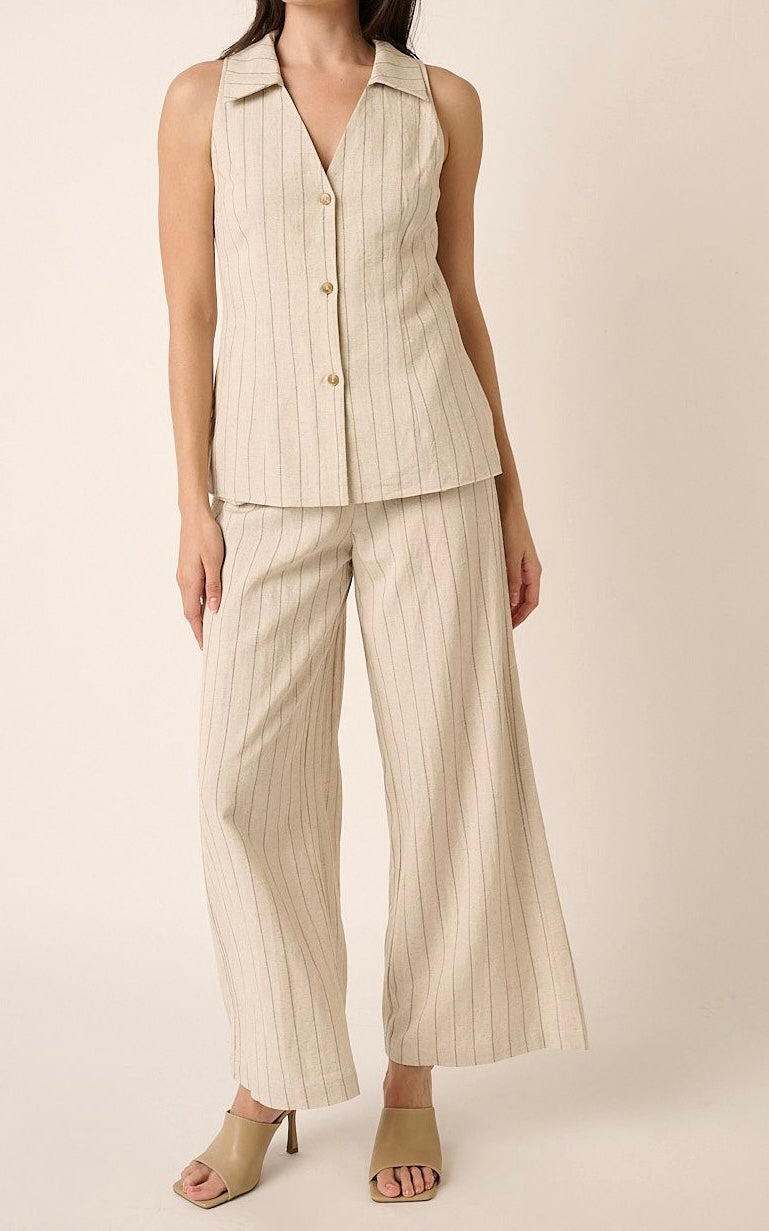 1371 Linen Pinstripe Vest & Pant Set