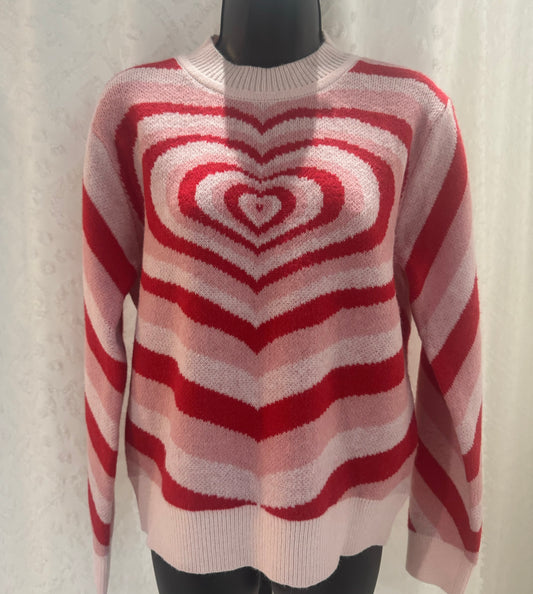 0780 Heart Sweater Red & White