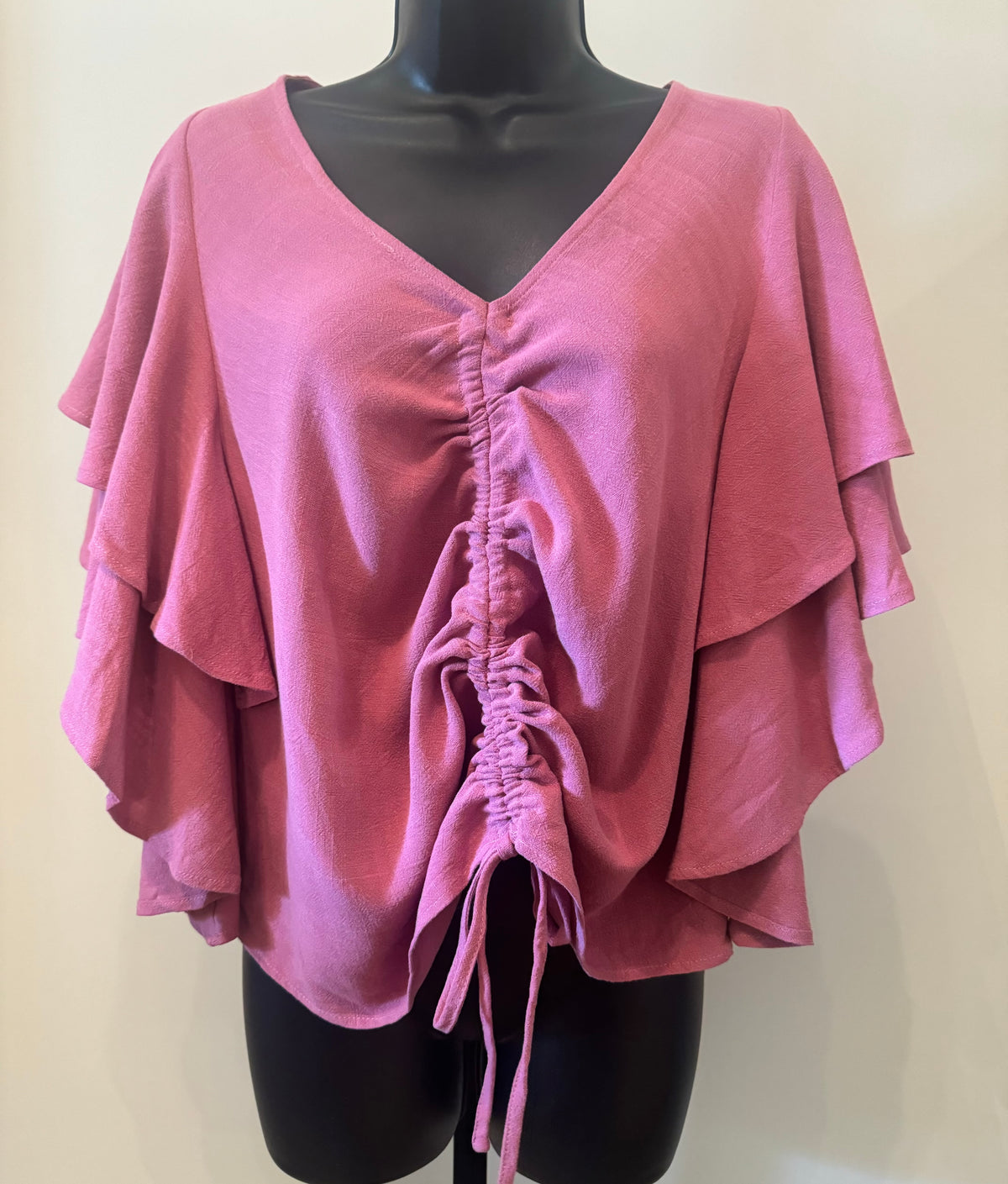 Layered Ruffled Sleeves 0467 Linen Ruffle Layered Sleeve Top Pi... – Sweetpea Boutique