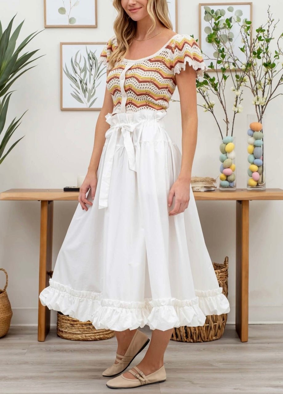 1406 Chevron Crochet Sweater Crop Top