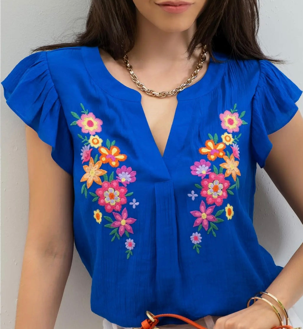 1405 V-Neck Floral Blouse