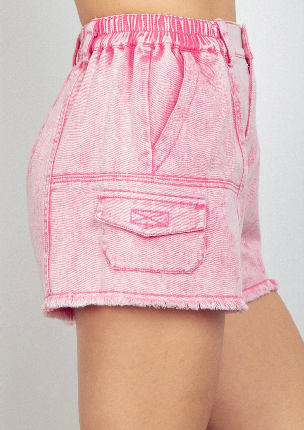 1443 Washed Denim Cargo Shorts