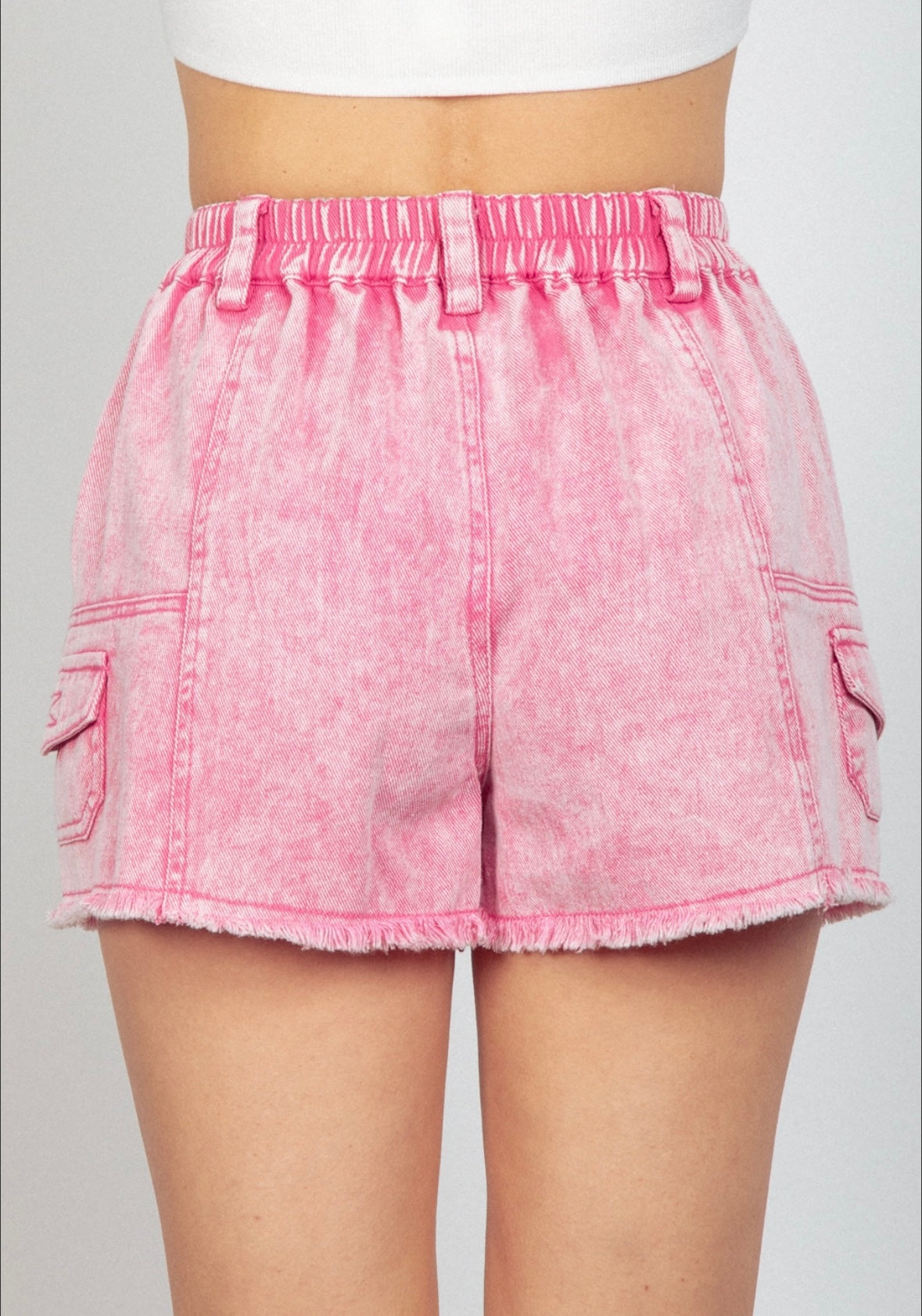 1443 Washed Denim Cargo Shorts