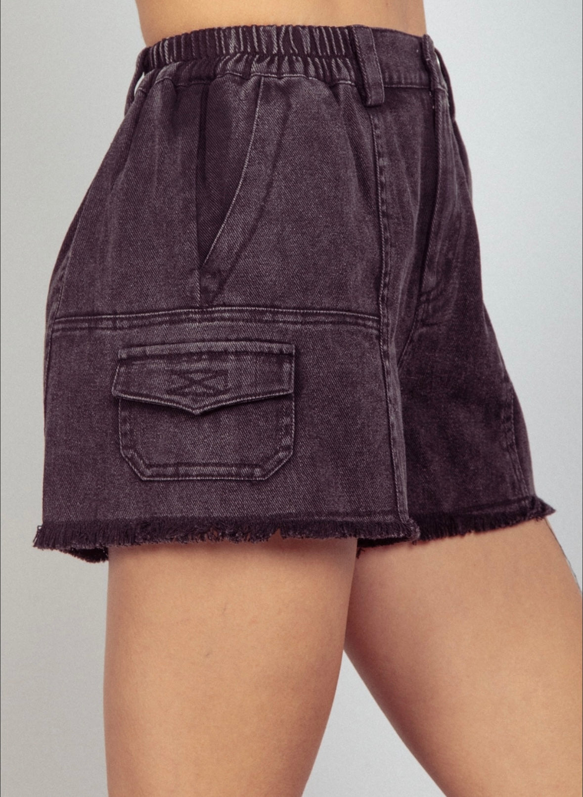 1443 Washed Denim Cargo Shorts