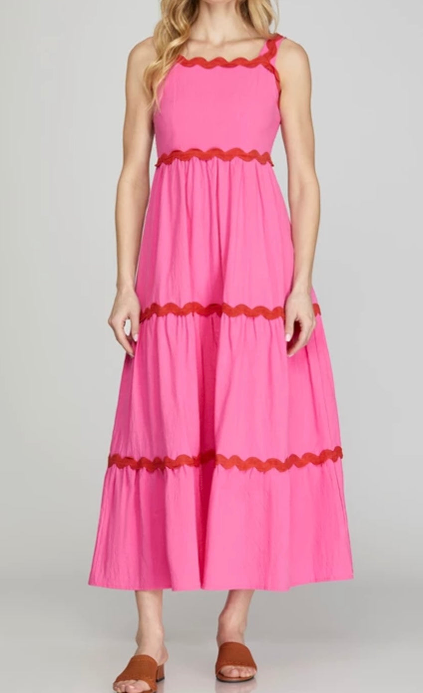 1462 Ric Rac Tiered Midi Dress
