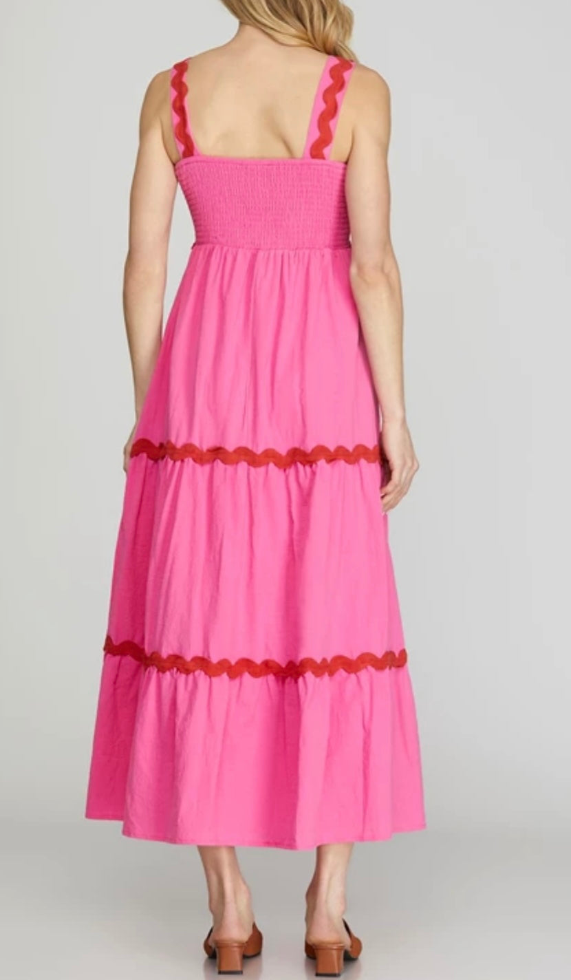 1462 Ric Rac Tiered Midi Dress