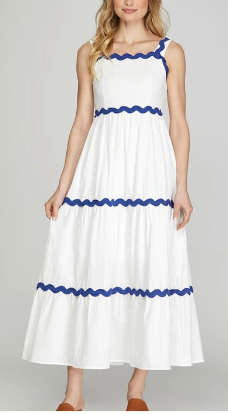 1462 Ric Rac Tiered Midi Dress
