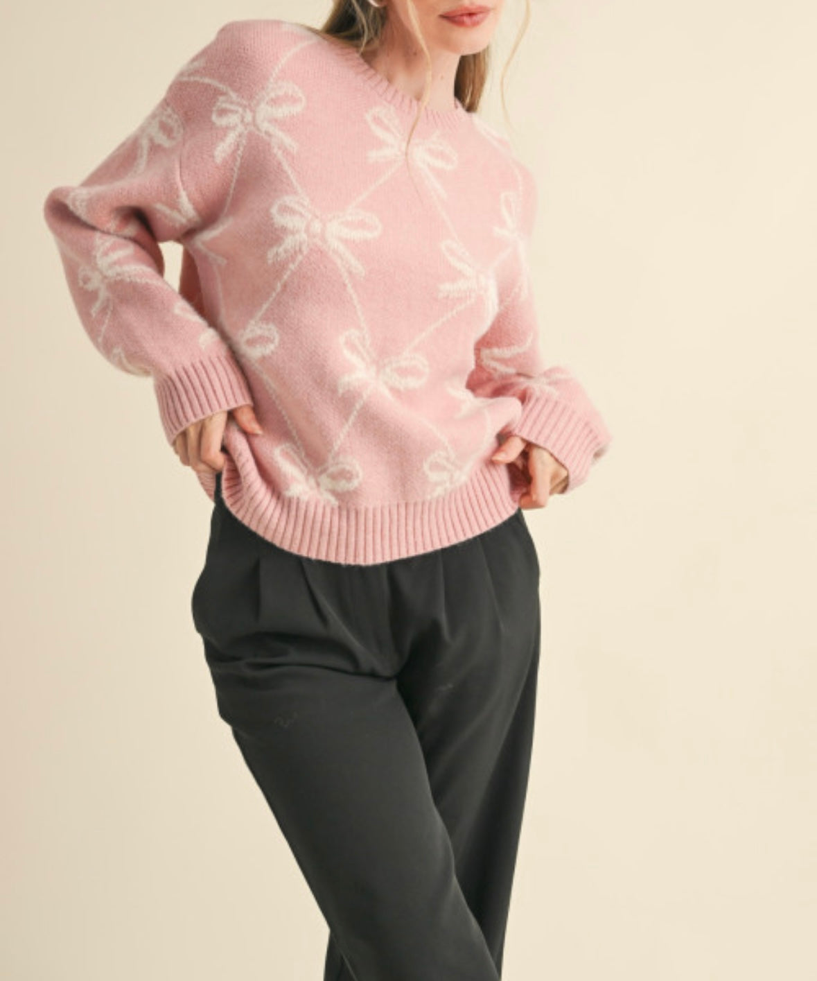 1502 Ribbon Pattern Sweater