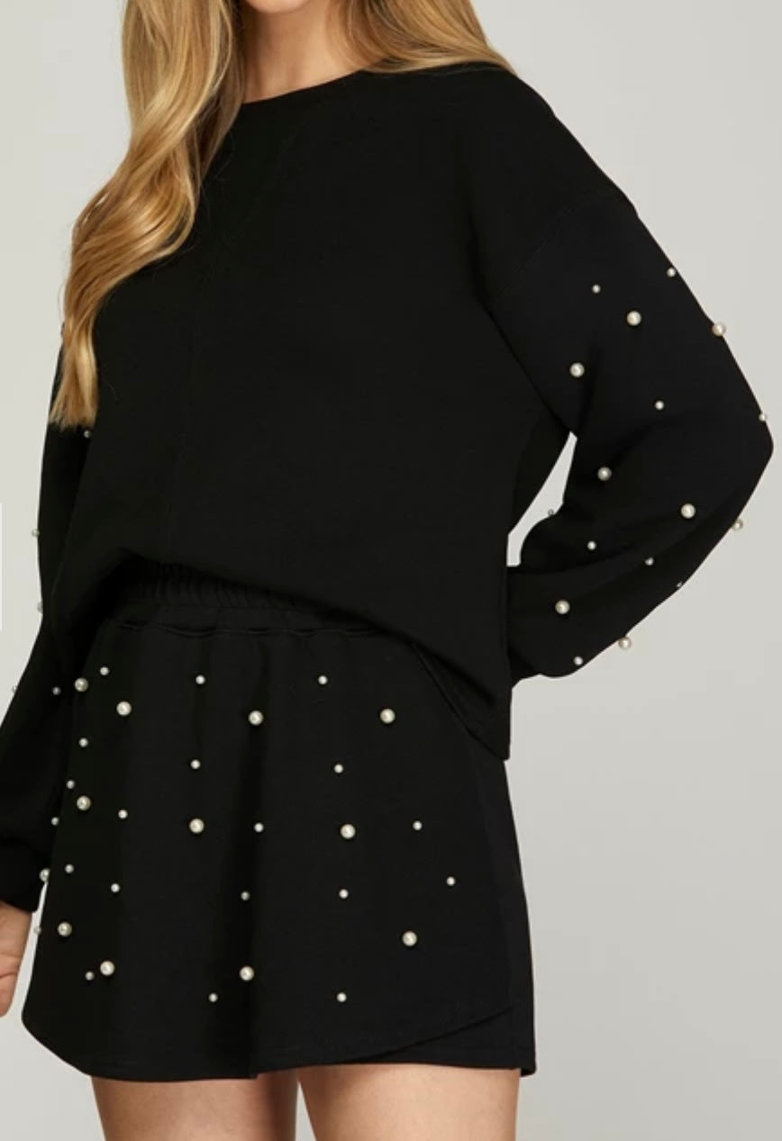 1529 Long Sleeve Pearl Top