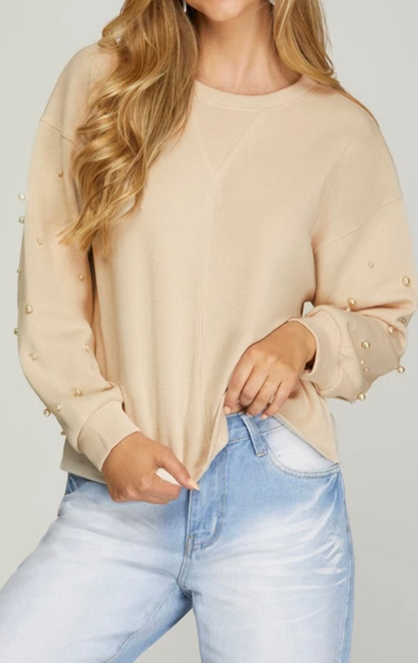 1529 Long Sleeve Pearl Top