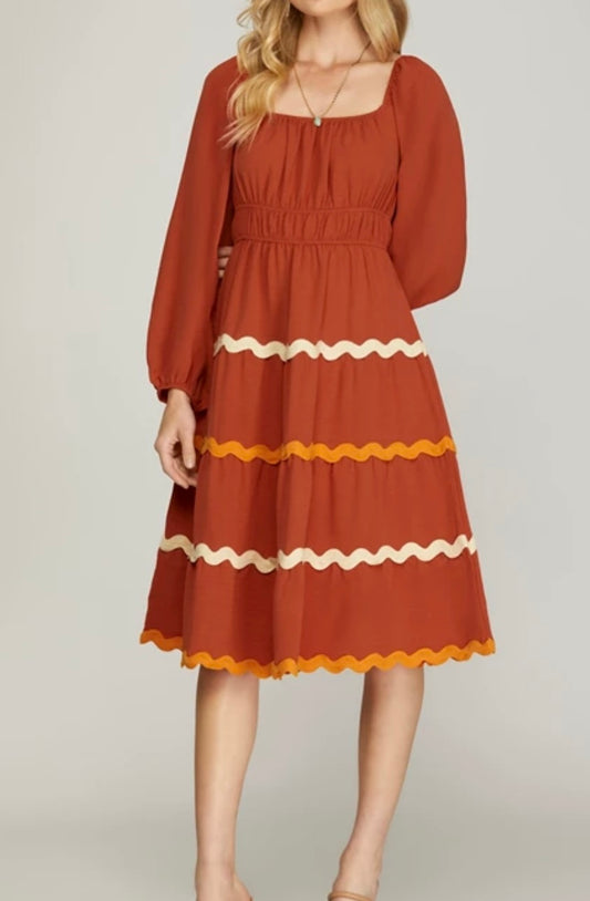1558 Ric Rac Trim Dress