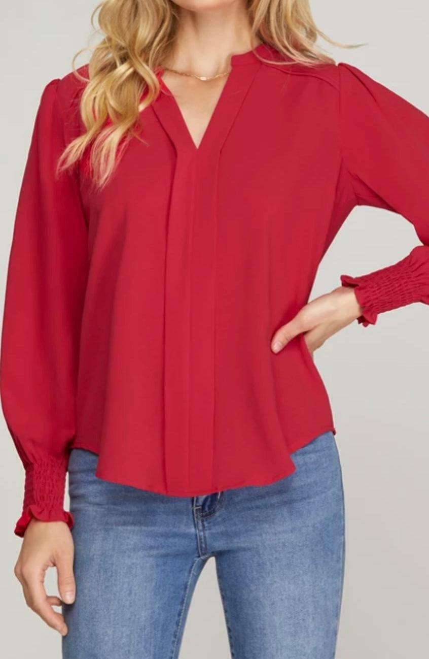1576 V-Neck Long Sleeve Top