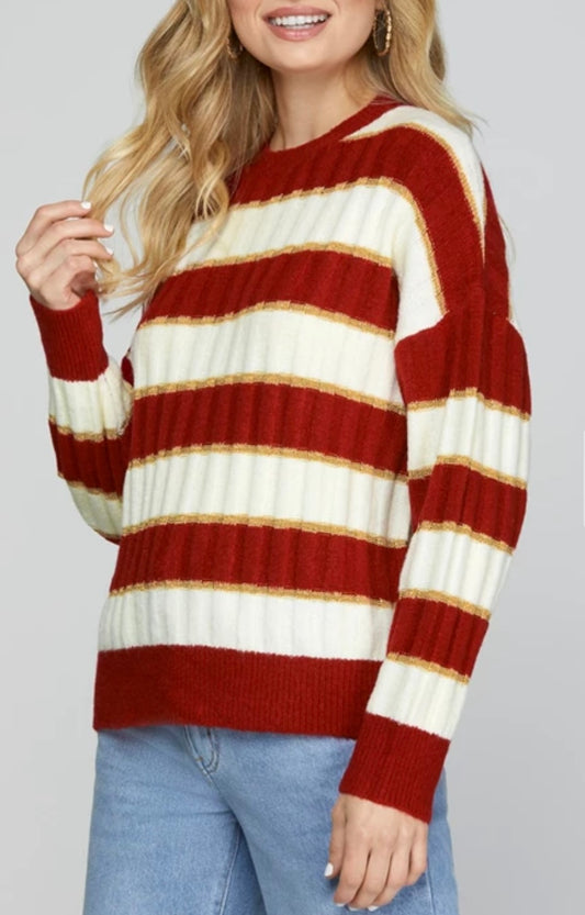 1596 Detail Striped Sweater