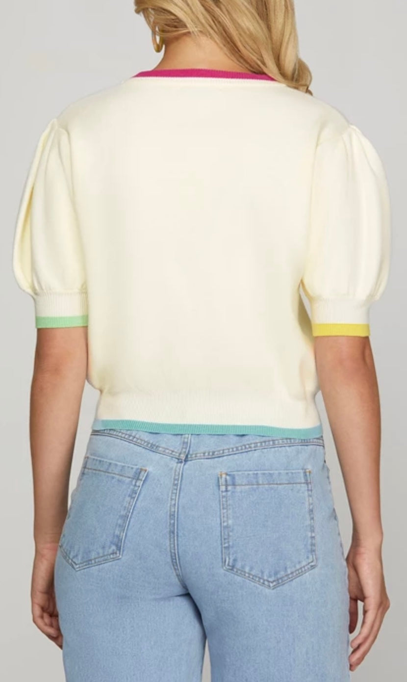 1636 Sweater Top W/ Bow Knot