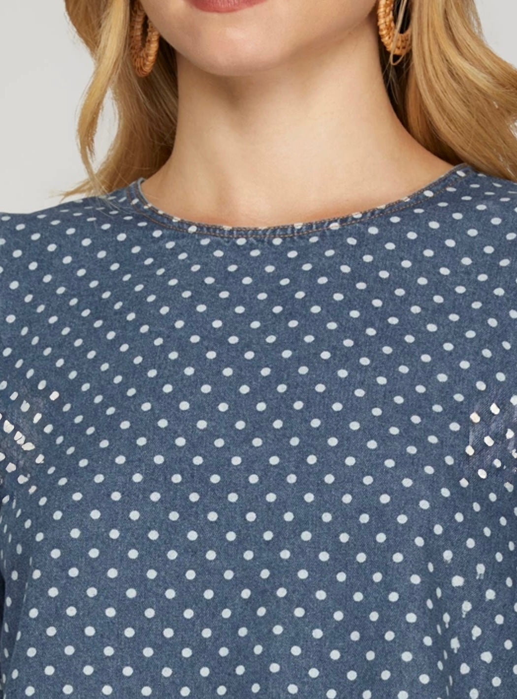 1654 Polka Dot Denim Top