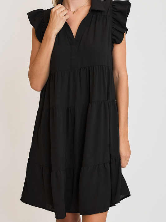 1741 Ruffle Sleeve Tiered Dress